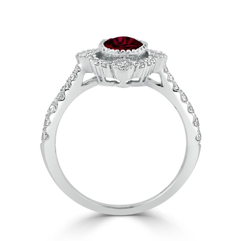 Auriya 1 1/10ct Oval-cut Red Ruby and Halo Diamond Engagement Ring 1/2ctw 18K Gold