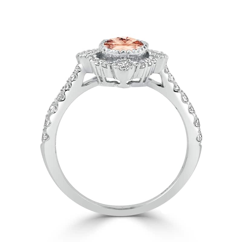 Auriya 5/8ct Oval-cut Morganite and Halo Diamond Engagement Ring 1/2ctw 18K Gold