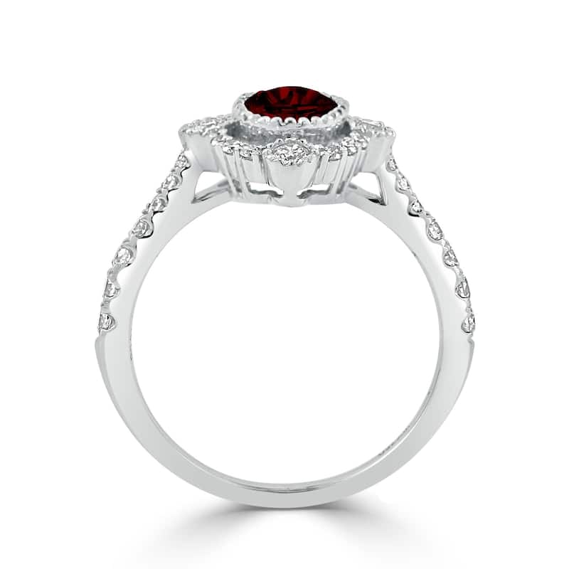 Auriya 7/8ct Oval-cut Red Garnet and Halo Diamond Engagement Ring 1/2ctw 18K Gold