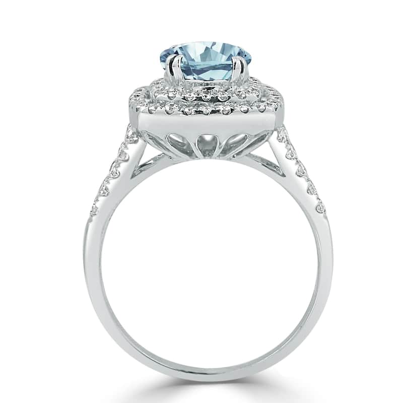 Auriya 1 1/2ct Oval-cut Aquamarine and Halo Diamond Engagement Ring 5/8ctw 18k Gold