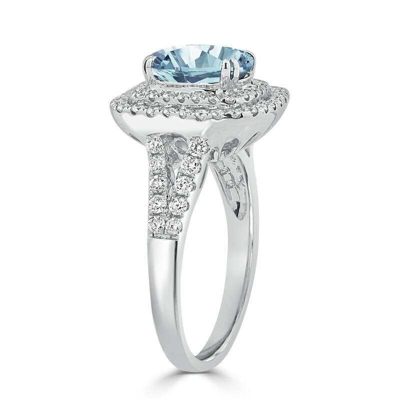 Auriya 1 1/2ct Oval-cut Aquamarine and Halo Diamond Engagement Ring 5/8ctw 18k Gold