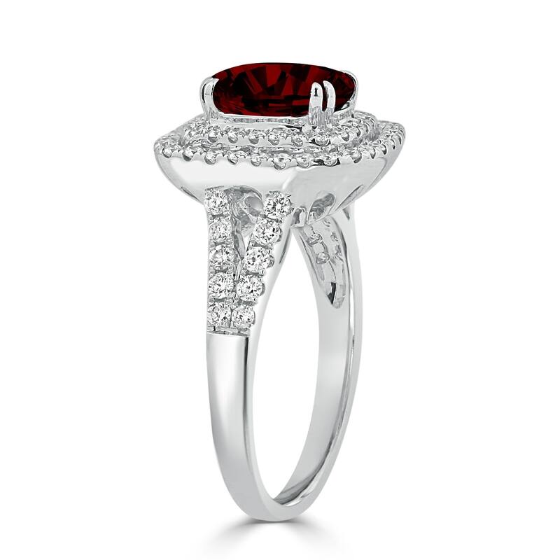 Auriya 2 1/2ct Oval-cut Red Garnet and Halo Diamond Engagement Ring 5/8ctw 18k Gold