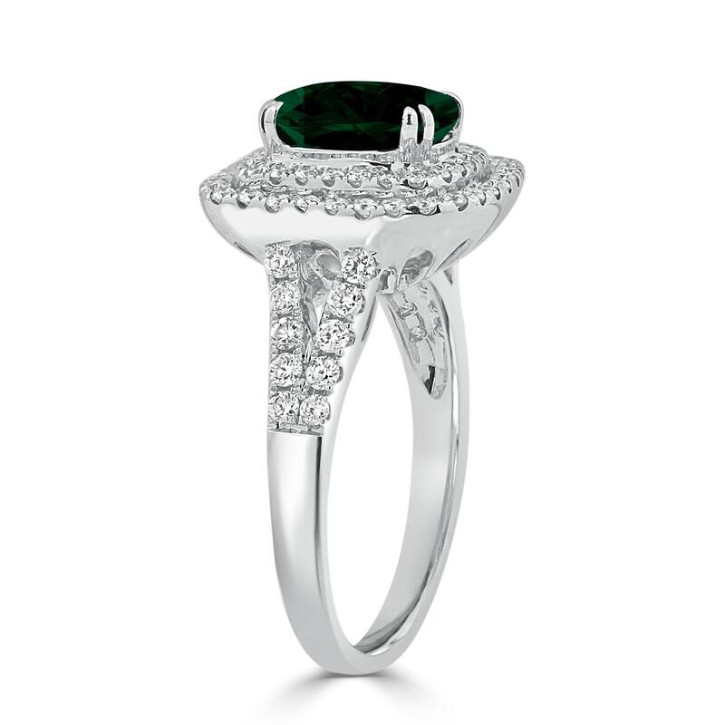 Auriya 1 5/8ct Emerald Oval-cut and Halo Diamond Engagement Ring 5/8ctw 18k Gold