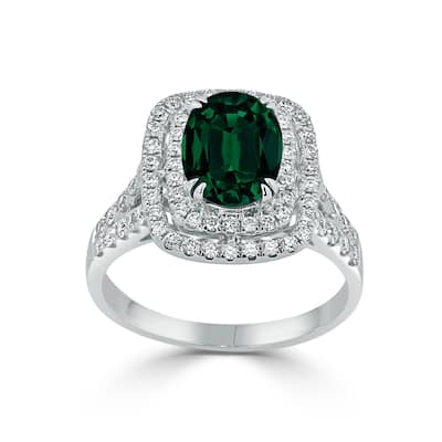 Auriya 1 5/8ct Emerald Oval-cut and Halo Diamond Engagement Ring 5/8ctw 18k Gold