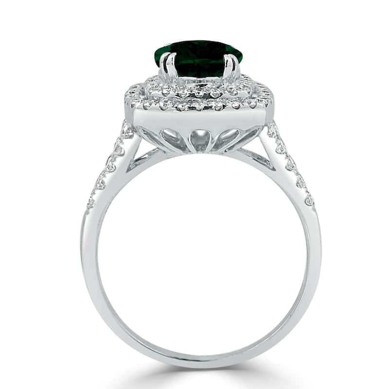 Auriya 1 5/8ct Emerald Oval-cut and Halo Diamond Engagement Ring 5/8ctw 18k Gold
