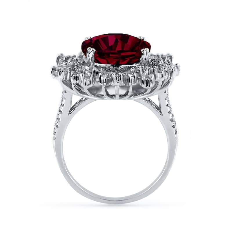 Auriya 9 1/4ct Oval-cut Red Ruby Halo Diamond Ring 9/10ctw 18K Gold