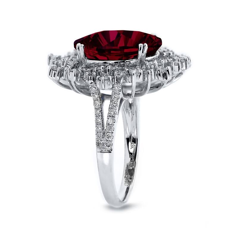 Auriya 9 1/4ct Oval-cut Red Ruby Halo Diamond Ring 9/10ctw 18K Gold
