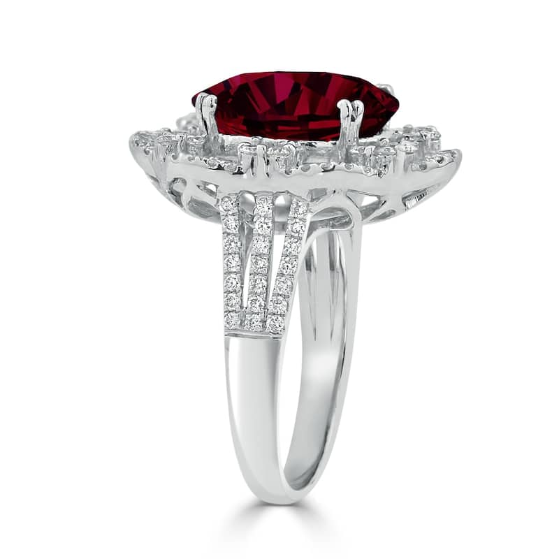 Auriya 8 1/3ct Oval-cut Red Ruby Halo Diamond Ring 1 1/4ctw 18K Gold