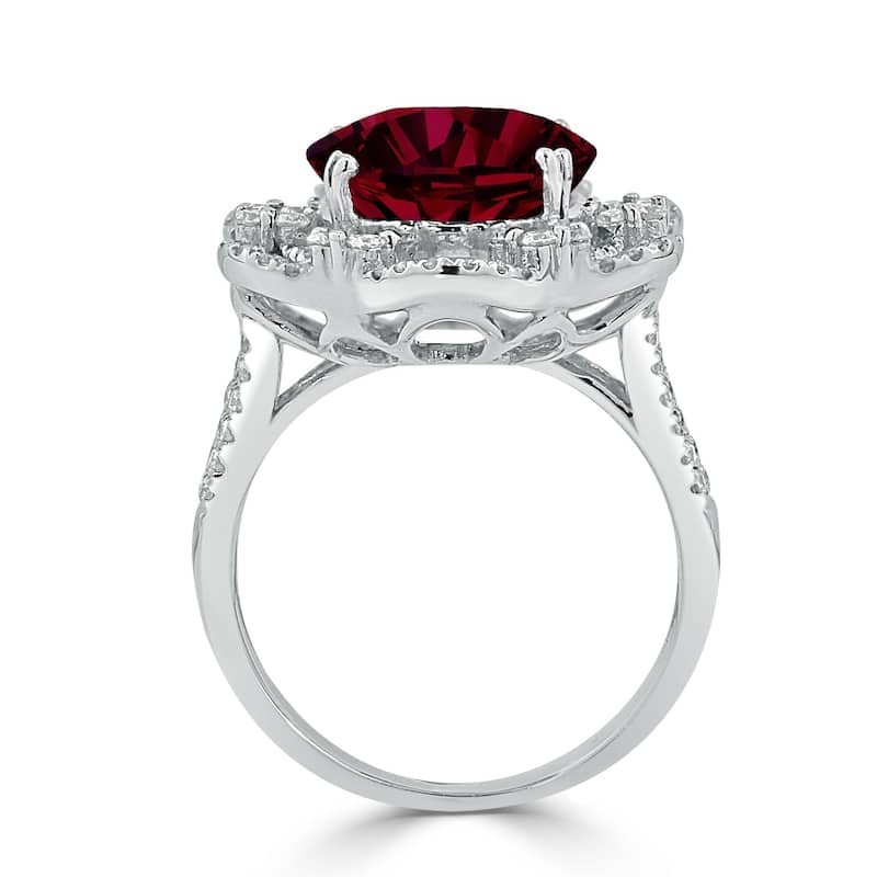 Auriya 8 1/3ct Oval-cut Red Ruby Halo Diamond Ring 1 1/4ctw 18K Gold