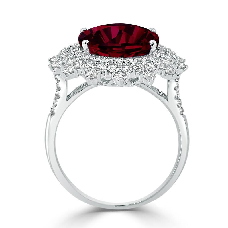 Auriya 8 1/3ct Oval-cut Red Ruby Halo Diamond Ring 1 1/4ctw 18K Gold