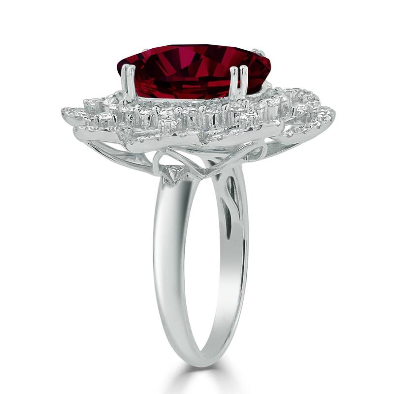 Auriya 9 1/4ct Oval-cut Red Ruby Halo Diamond Ring 1 1/5ctw 18K Gold