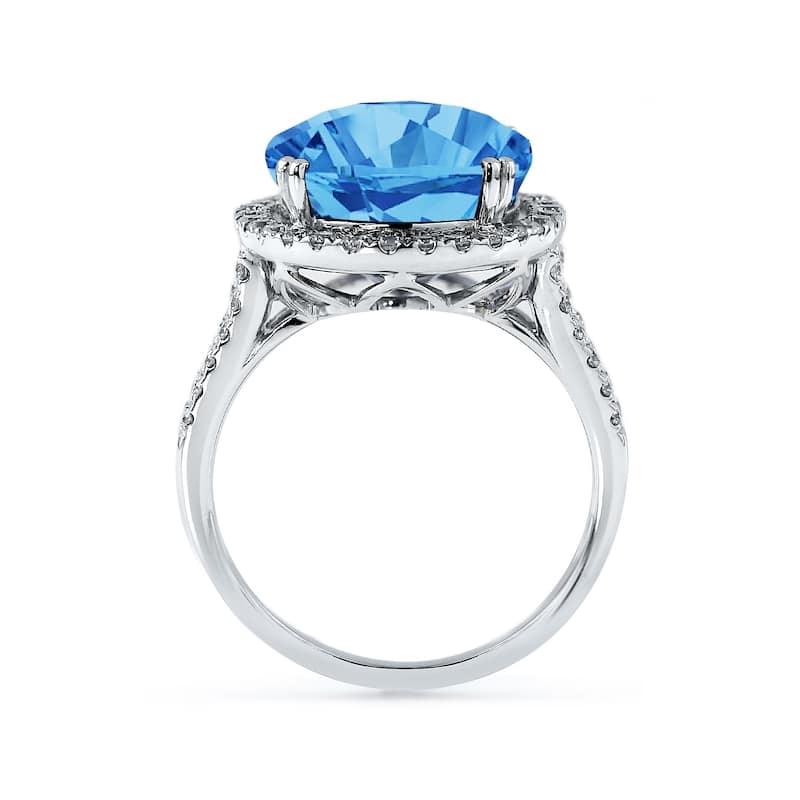 Auriya 8 7/8ct Oval-cut Blue Topaz and Halo Diamond Ring 5/8ctw 18K Gold