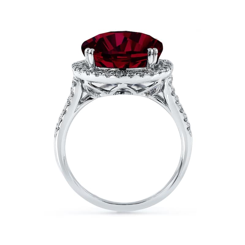 Auriya 10 3/8ct Oval-cut Red Ruby and Halo Diamond Ring 5/8ctw 18K Gold
