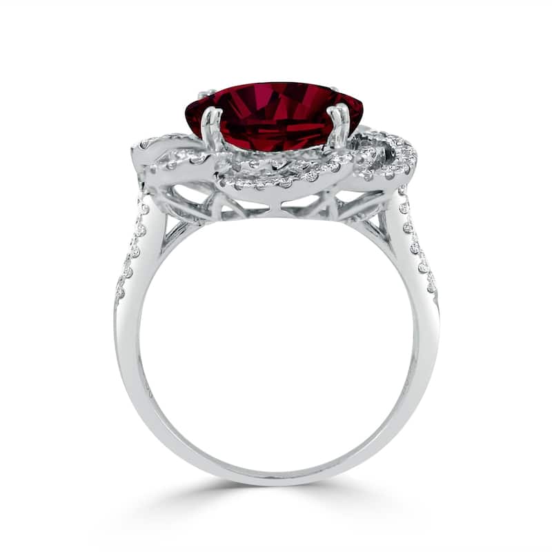 Auriya 9 1/4ct Oval Red Ruby Halo Diamond Engagement Ring 3/4cttw 18K Gold