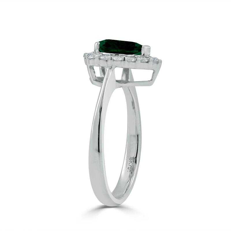 Auriya 1ct Pear Shape Emerald Halo Diamond Engagement Ring 1/3ctw 18K Gold