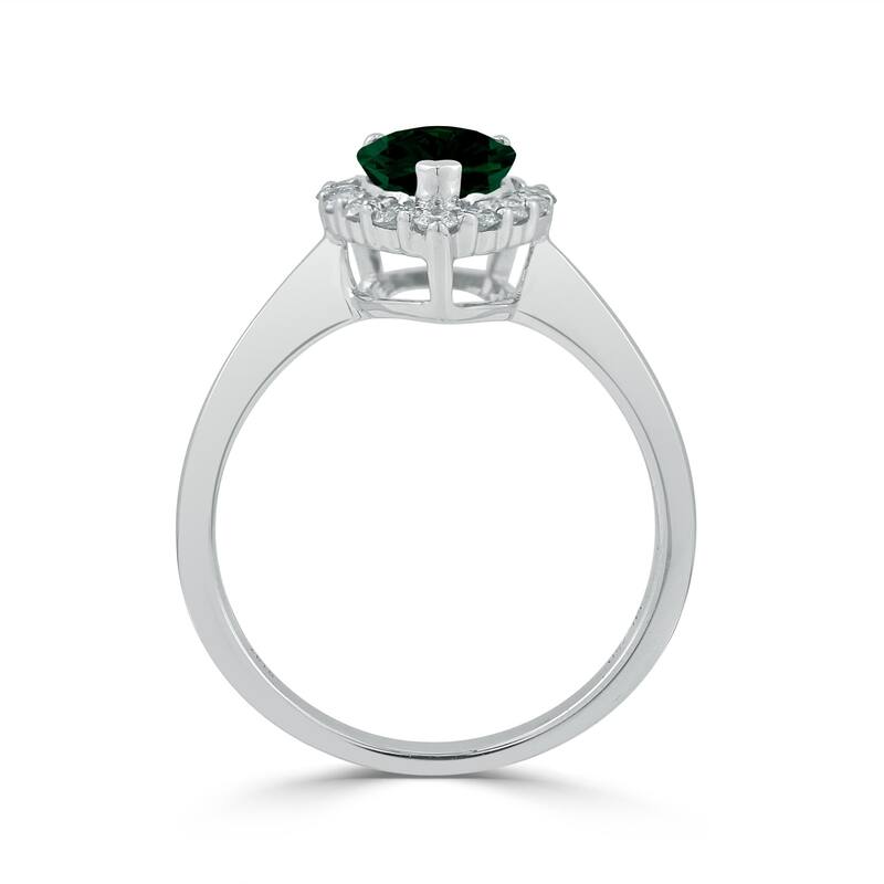 Auriya 1ct Pear Shape Emerald Halo Diamond Engagement Ring 1/3ctw 18K Gold