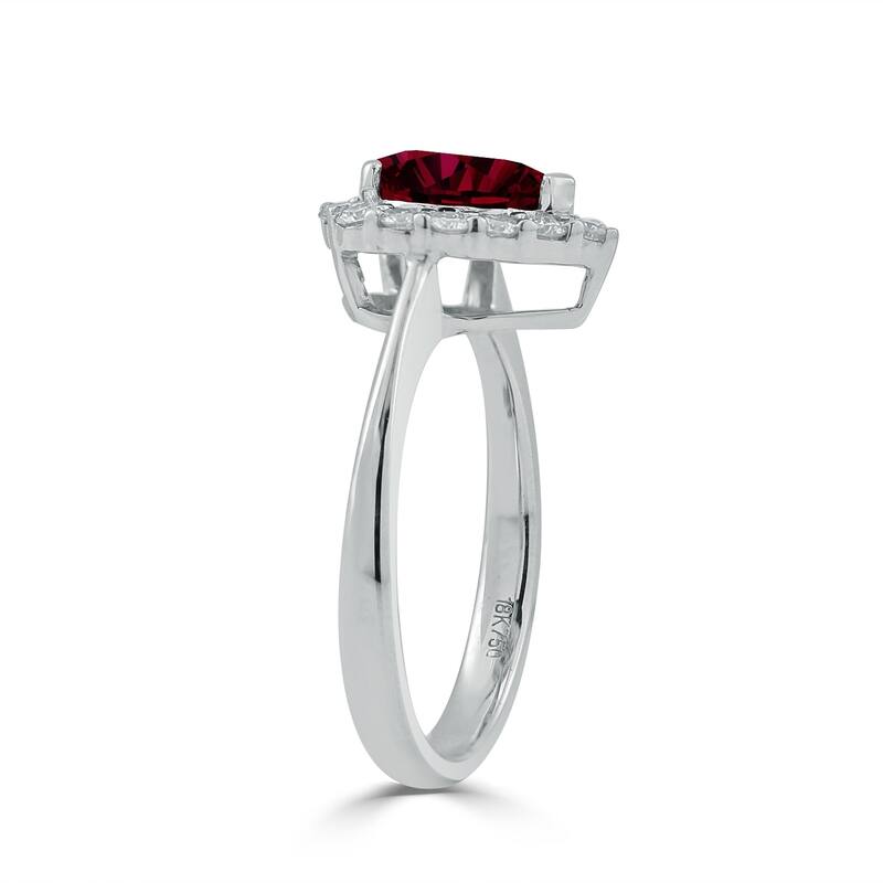Auriya 1 1/3ct Pear Shape Red Ruby Halo Diamond Engagement Ring 1/3ctw 18K Gold