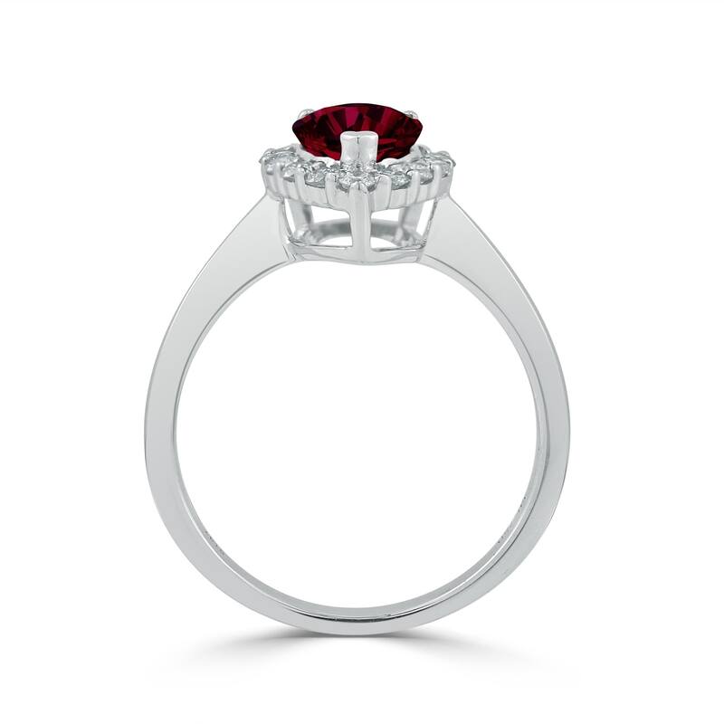 Auriya 1 1/3ct Pear Shape Red Ruby Halo Diamond Engagement Ring 1/3ctw 18K Gold