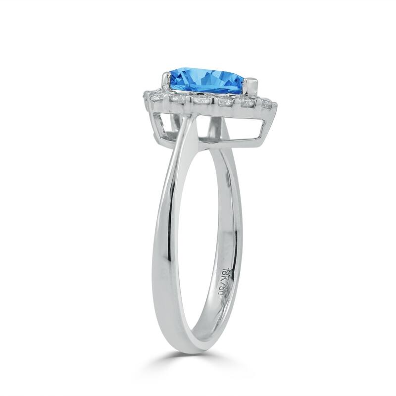 Auriya 1 1/3ct Pear Shape Blue Topaz Halo Diamond Engagement Ring 1/3ctw 18K Gold