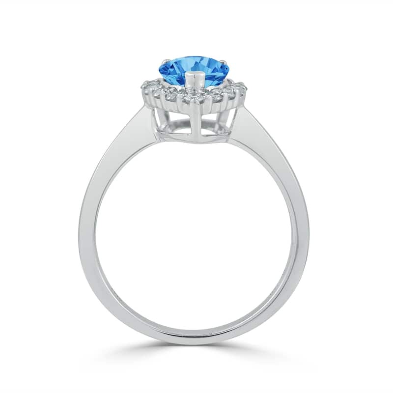 Auriya 1 1/3ct Pear Shape Blue Topaz Halo Diamond Engagement Ring 1/3ctw 18K Gold