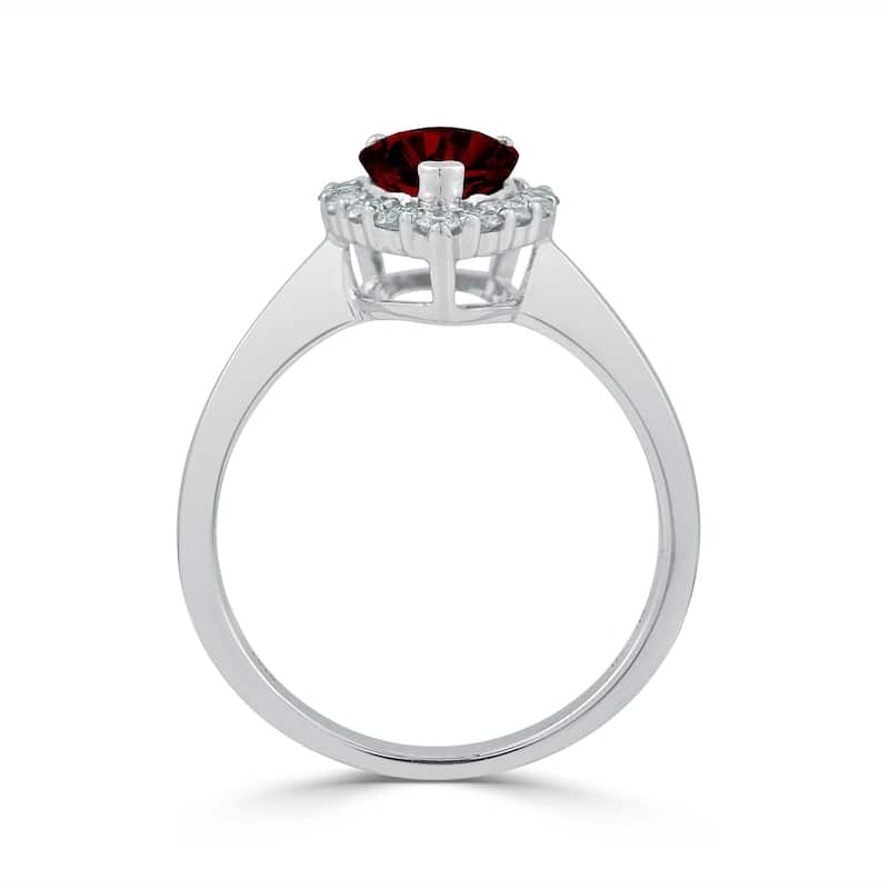 Auriya 1 1/3ct Pear Shape Red Garnet Halo Diamond Engagement Ring 1/3ctw 18K Gold