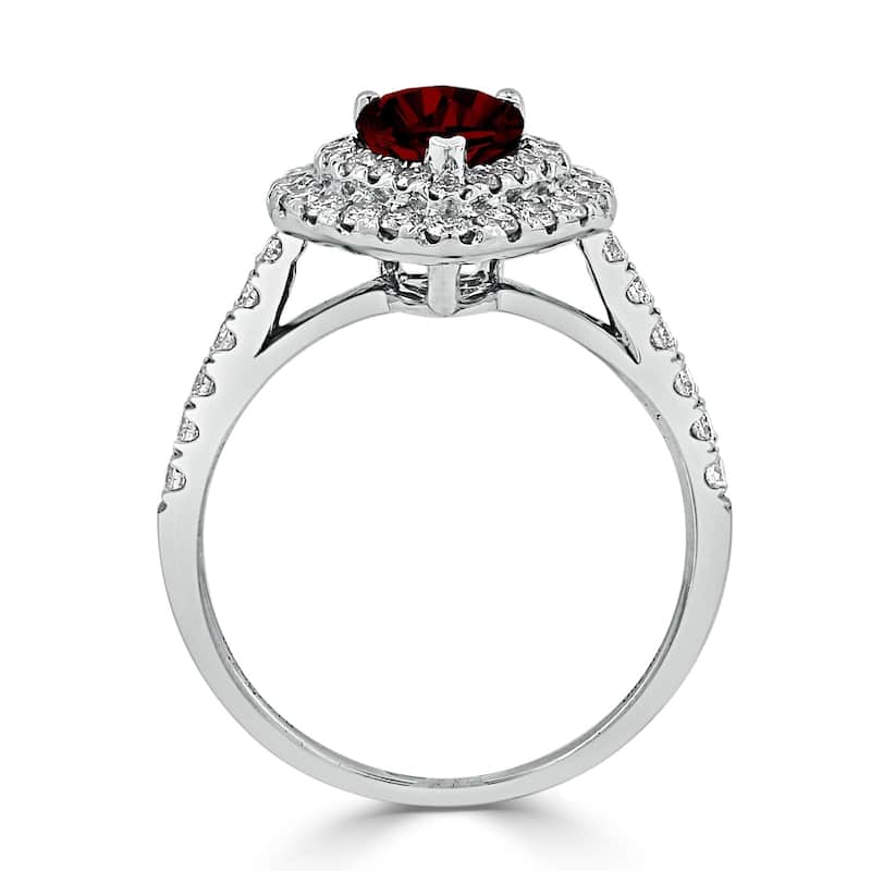 Auriya 1 1/3ct Pear Shape Red Garnet Halo Diamond Engagement Ring 5/8ctw 18K Gold