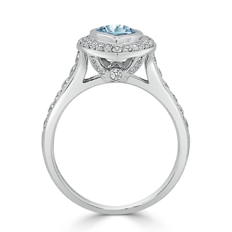 Auriya 9/10ct Pear Shape Aquamarine Halo Diamond Engagement Ring 5/8ctw 18K Gold
