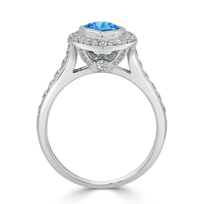 Auriya 1 5/8ct Pear Shape Blue Topaz Halo Diamond Engagement Ring 5/8ctw 18K Gold