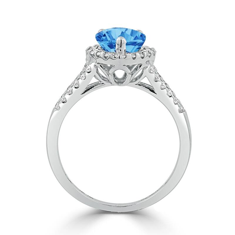 Auriya 2 1/4ct Pear Shape Blue Topaz and Halo Diamond Ring 1/2ctw 18K Gold