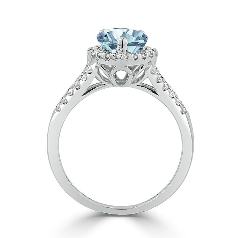 Auriya 9/10ct Pear Shape Aquamarine and Halo Diamond Ring 1/2ctw 18K Gold