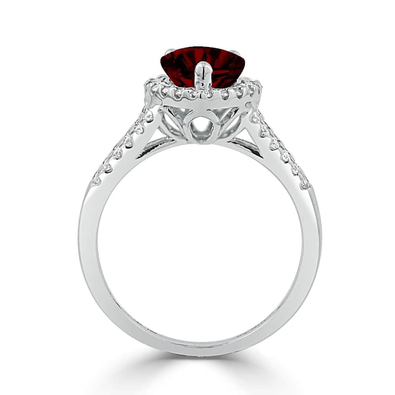 Auriya 2ct Pear Shape Red Garnet and Halo Diamond Ring 1/2ctw 18K Gold