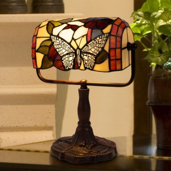 Lavish Home Tiffany Style Bankers Lamp Multi