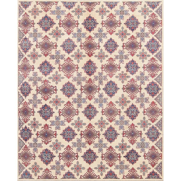 Kazak Pakistani Hand-Knotted Wool Traditional Oriental Area Rug - 9'11" x 8'1"