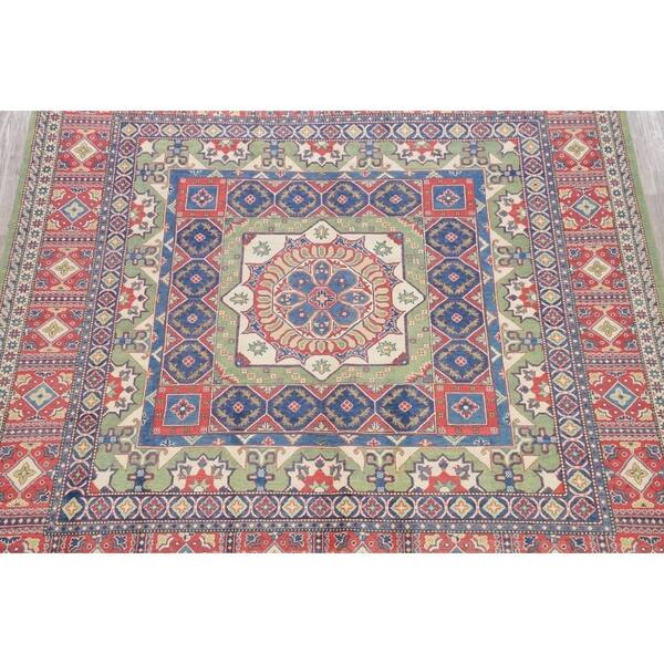 Traditional Kazak Oriental Hand Knotted Wool Stani Square Traditional Kazak Oriental Hand