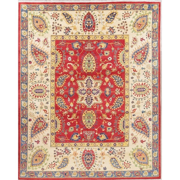 Oriental Kazak Pakistan Hand-Knotted Wool Traditional Persian Area Rug - 10'8" x 8'4"