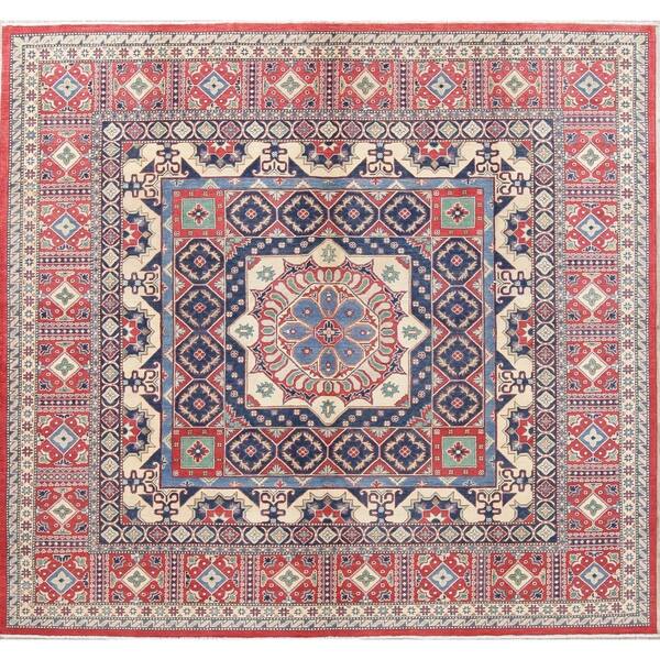 Oriental Kazak Hand Knotted Wool Traditional Stani Square Oriental Kazak Hand Knotted Wool