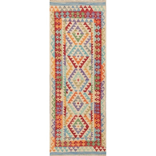 Persian Hand Woven Turkish Oriental Kilim Wool Runner Rug - 6'0" x 2'2" Runner