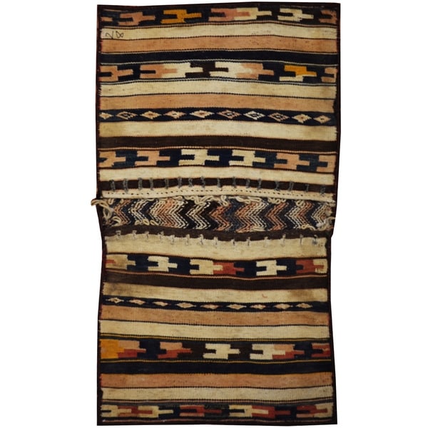 Handmade One-of-a-Kind Soumak Wool Saddle Bag (Afghanistan) - 1'9 x 3'