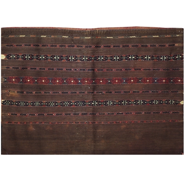 Handmade One-of-a-Kind Soumak Wool Saddle Bag (Afghanistan) - 2'6 x 3'6