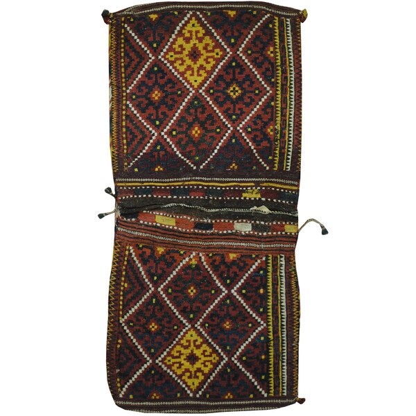 Handmade One-of-a-Kind Wool Saddle Bag (Afghanistan) - 2'4 x 5'