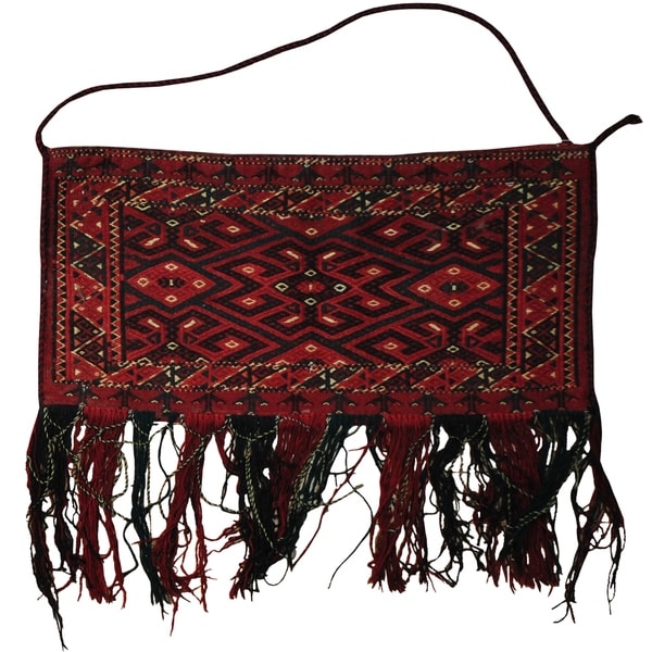 Handmade One-of-a-Kind Soumak Wool Saddle Bag (Afghanistan) - 1'4 x 2'7