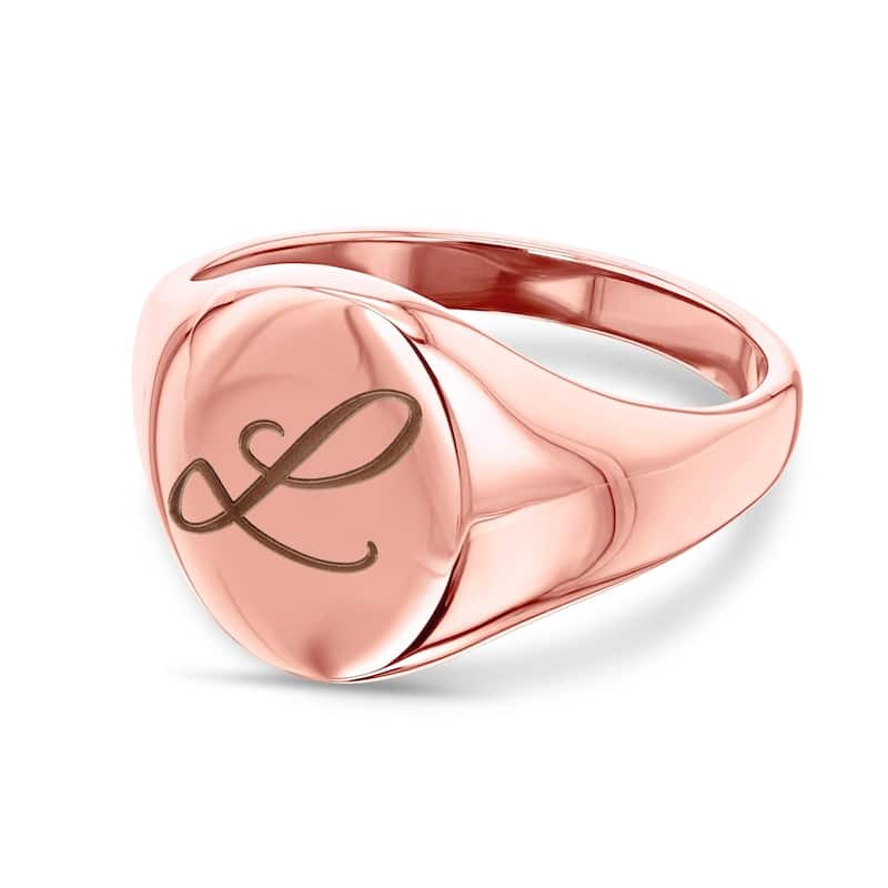Annello by Kobelli 14k Rose Gold Personalized Initials Oval Signet Ring - Brush