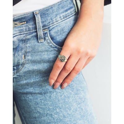 Annello by Kobelli 14k Yellow Gold Personalized Initials Oval Signet Ring - Brush
