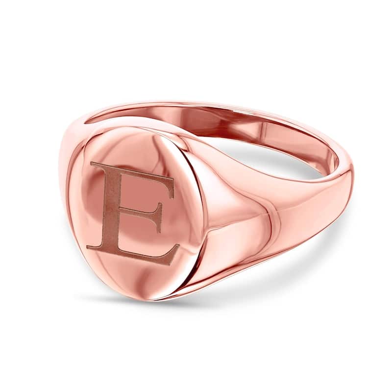 Annello by Kobelli 14k Rose Gold Personalized Initials Oval Signet Ring - Times