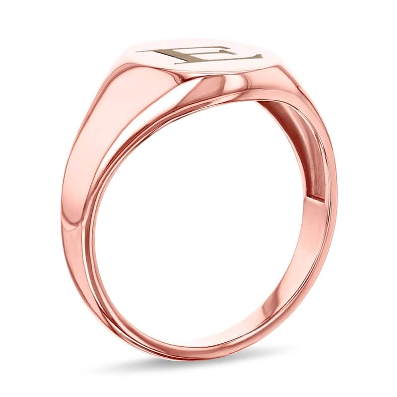 Annello by Kobelli 14k Rose Gold Personalized Initials Oval Signet Ring - Times