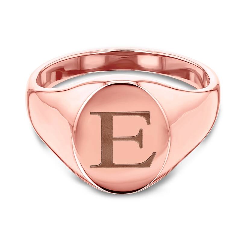 Annello by Kobelli 14k Rose Gold Personalized Initials Oval Signet Ring - Times