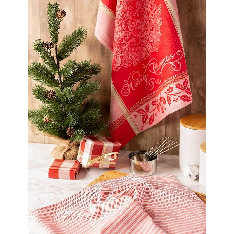 DII Assorted Holiday Embellished Dishtowel Set