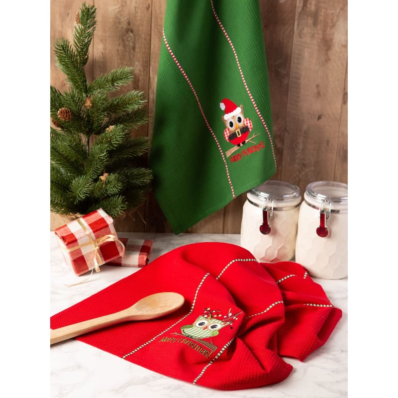 DII Assorted Holiday Embellished Dishtowel Set
