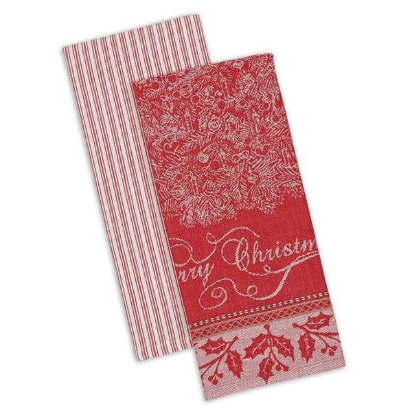 DII Assorted Holiday Embellished Dishtowel Set