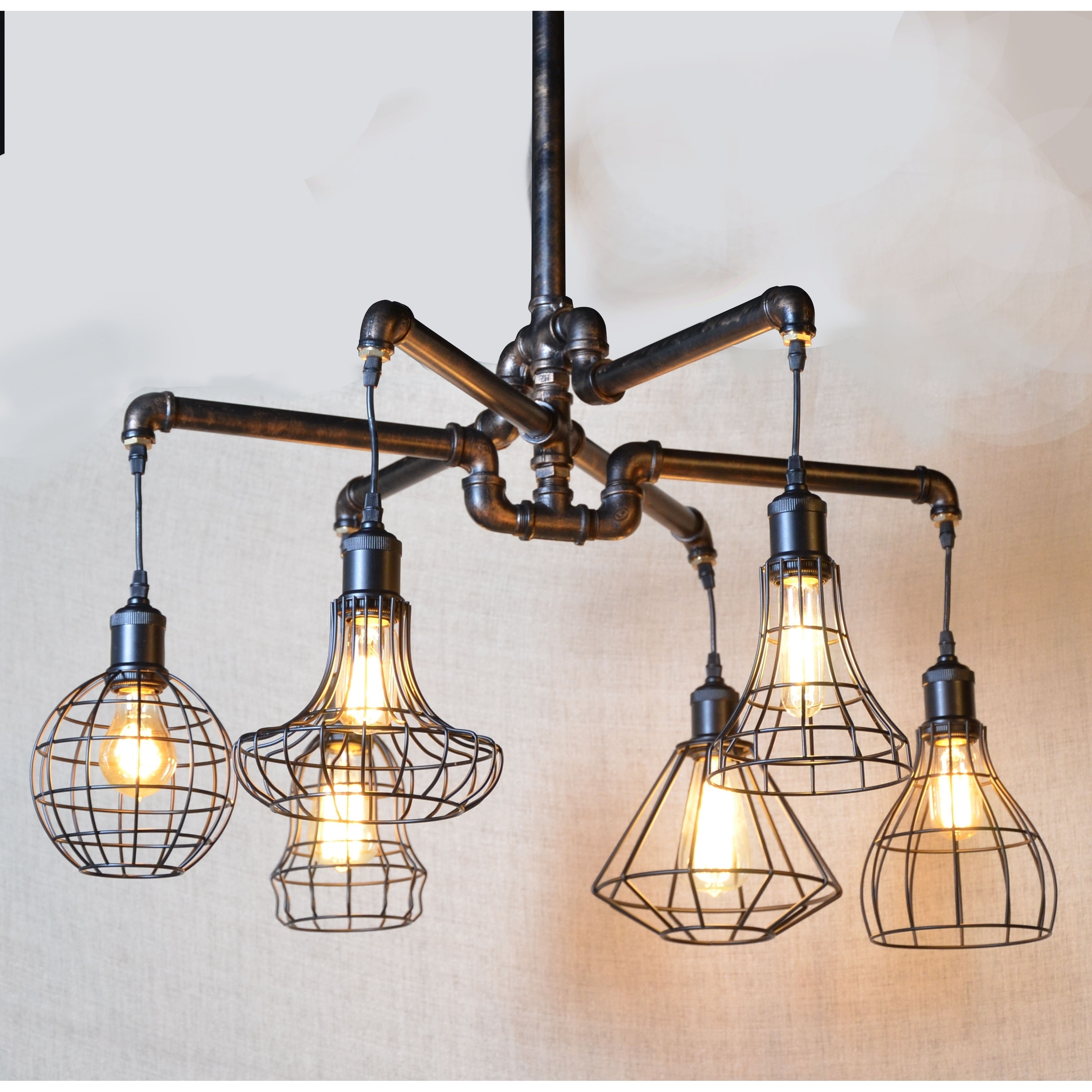 Element Industrial Pipe Ceiling Light (Abstract - 4 to 6 - Single - Plug-In) - Chandeliers For Bedrooms by Overstock.com